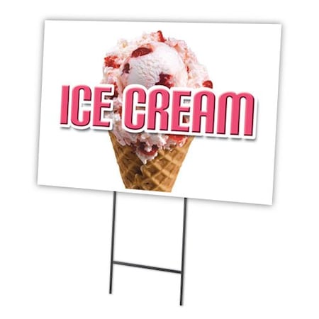 Signmission Ice Cream Yard Sign & Stake outdoor plastic coroplast window, C-1824 Ice Cream C-1824 Ice Cream